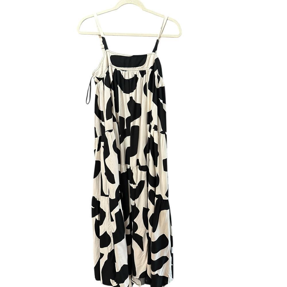 Anthropologie Abel the Label Women's Black White Tiered Jumper Maxi Dress Size M